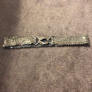 Silver sequence stretchy belt